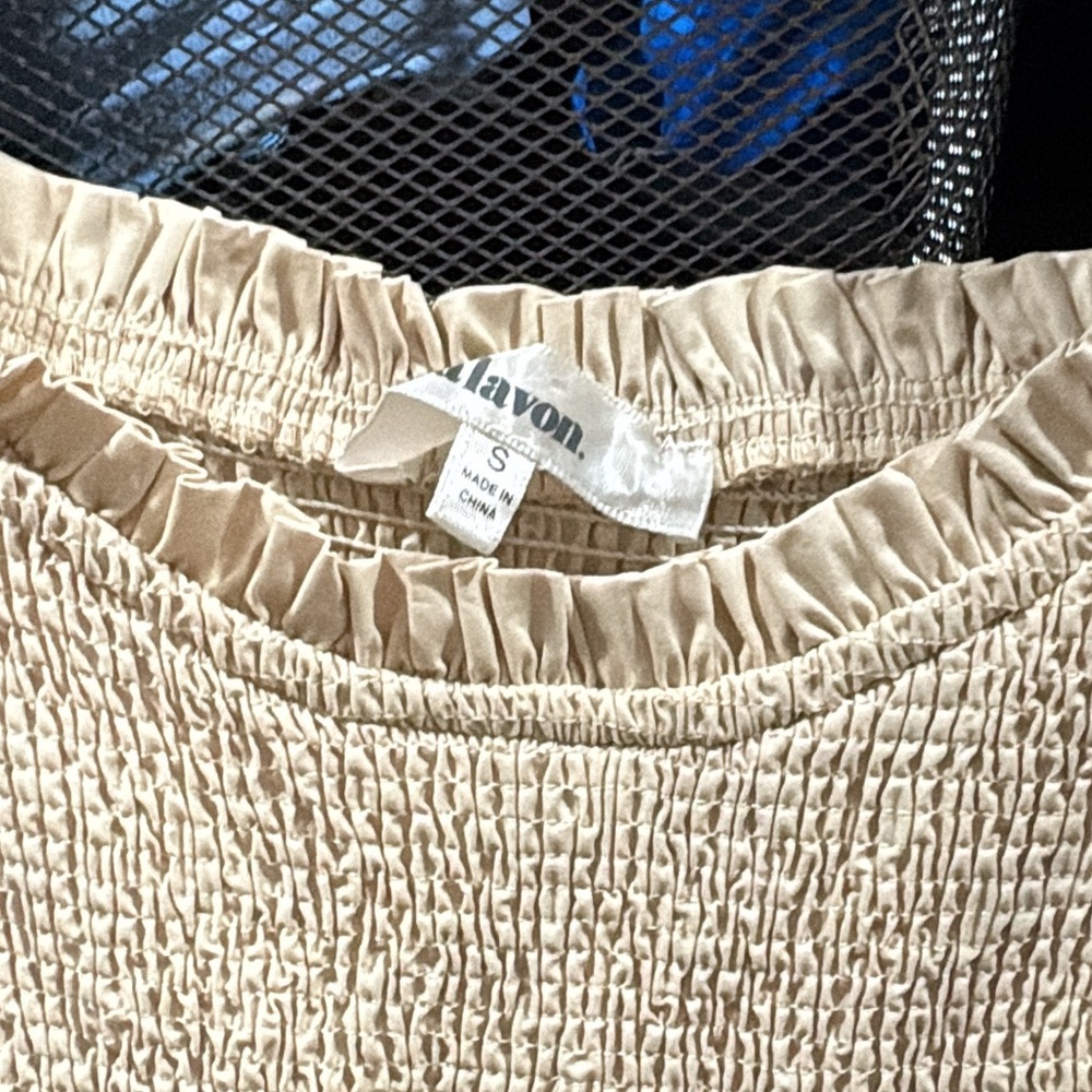 Avon Beige Smocked Blouse